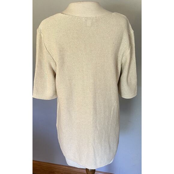 J Jill Sweater Sz Small Beige Embroidered Floral Linen Blend Lightweight Comfy - Picture 6 of 14